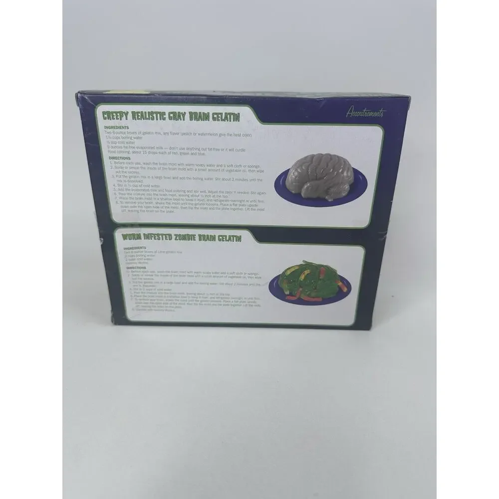 Zombie Brain Jello Mold Halloween Gelatin Maker Green Recipes on Box Neon Green